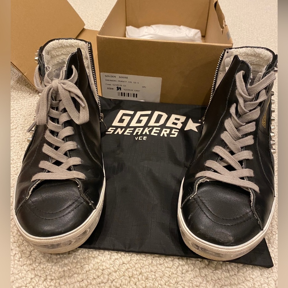 Golden Goose Black Leather Hightop Sneakers